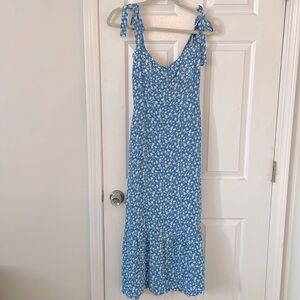 Reformation Nadira blue and white dress